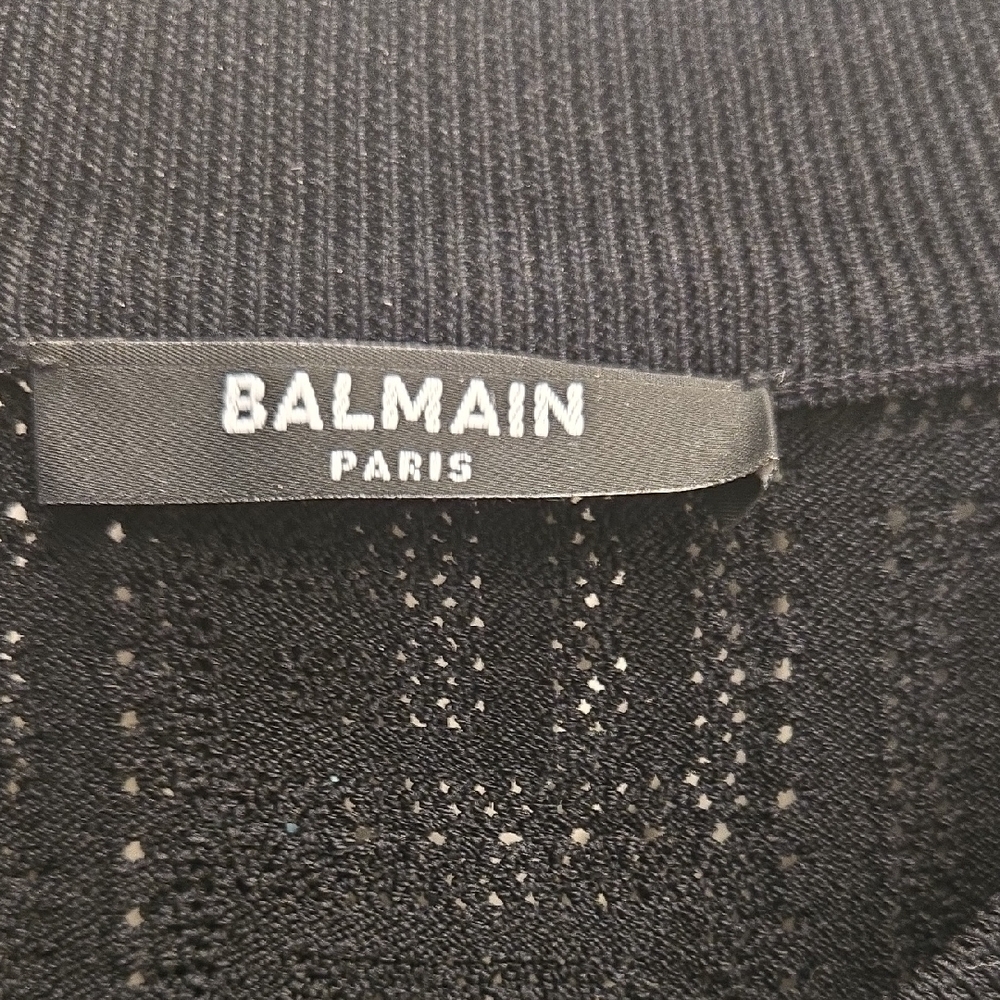 Balmain Black Knit Cardigan with Gold Medallion Buttons - Picture 2 of 6